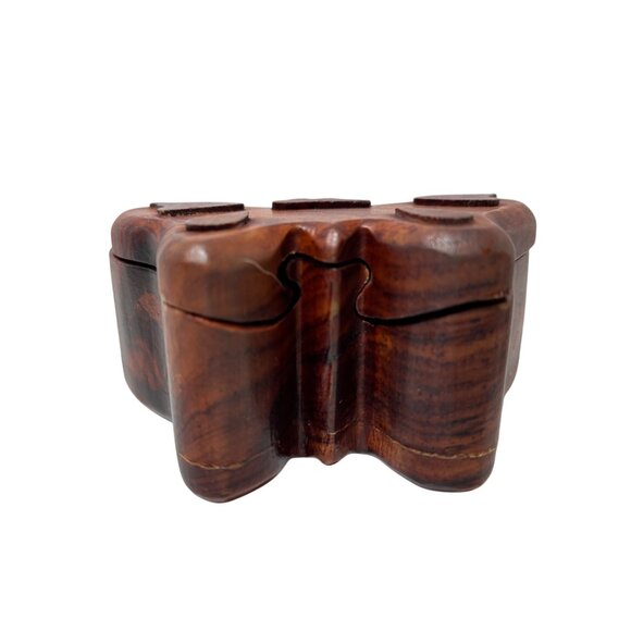 Hand-Carved Wooden Butterfly Puzzle Box With Hidden Compartment AS IS - Picture 2 of 5